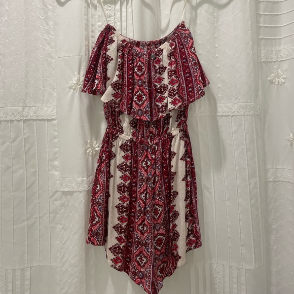 Billabong New Story Red Printed Strapless Romper - Picture 4 of 6